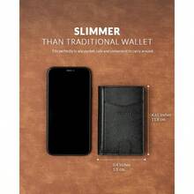 Bifold Front Pocket Slim Wallet RFID Blocking Minimalist Thin Leather Credit Card Holder Wallet For Men And Women C... - Cross Black - View 5