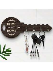 Bohemian-Style Country Wooden Key Holder With Rack And Hook - Easy To Install, Space-Saving Wall-Mounted Organizer, Suitable For Keys, Coats, Etc. - Suitable For Entrances, Kitchens, Offices, Key Hangers - Black - View 14