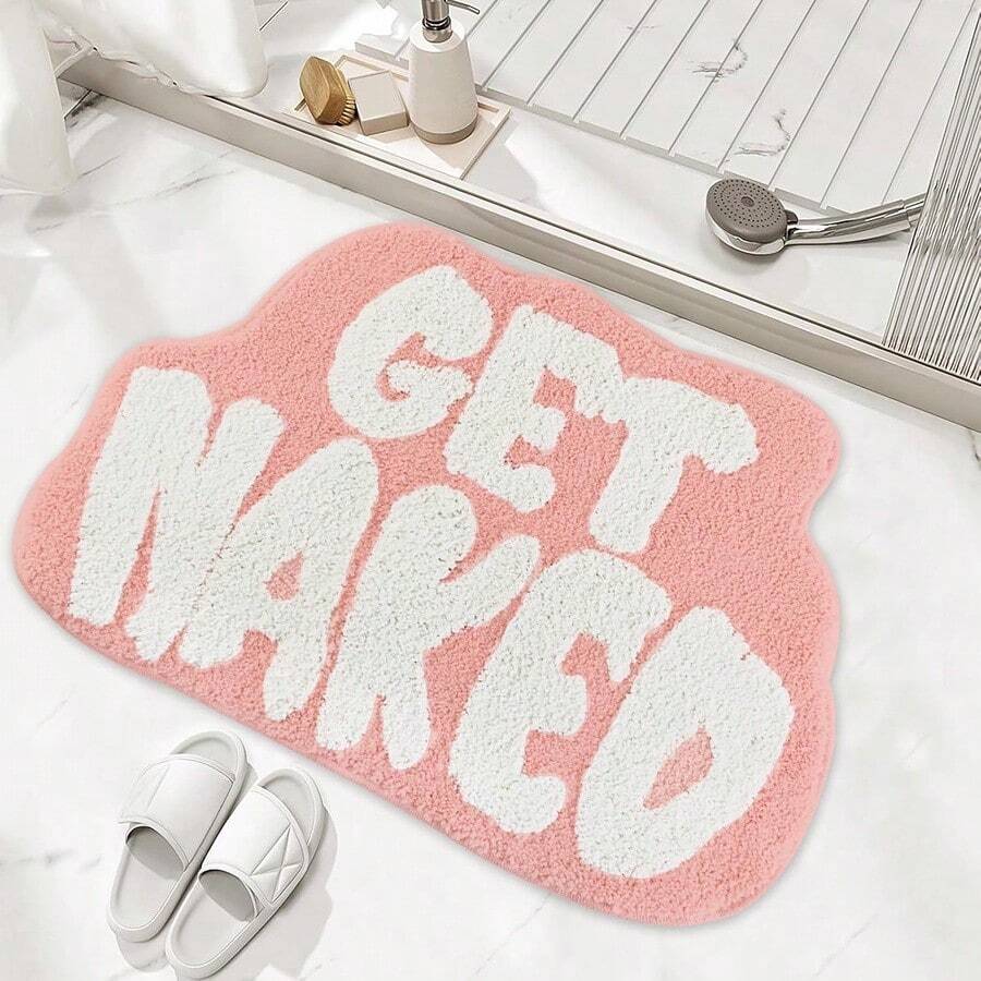 - Alfombrilla de baño de moda, bonita alfombra de baño para tapete de baño, antideslizante irregular, alfombrilla ultra suave, divertida decoración de baño (rosa) - Rosado - Ver 1