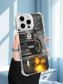 1PC Funda transparente con diseño de vehículo todoterreno negro con rines dorados y luces brillantes, estilo minimalista robusto y moderno, protección contra caídas, ideal para hombres y amantes de los autos de alto rendimiento y el estilo urbano, regalo perfecto para fiestas, amigos, pareja o familia : funda transparente resistente a golpes, compatible con Apple Phone17/16/15/14/13/12/11/XS/XR/X/PLUS/PRO/PROMAX, agarre cómodo, regalo ideal para ocasiones especiales - transparente - Ver 5