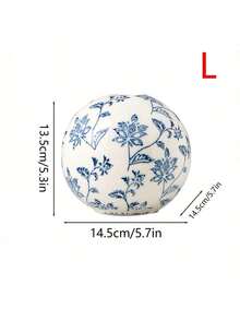 1个法式蓝白瓷花瓶，现代农舍风格家居装饰，干花花瓶，餐桌摆件，创意圆形玻璃花瓶，适用于客厅、婚礼、餐厅、办公室装饰 - 青花瓷色 - 查看 8