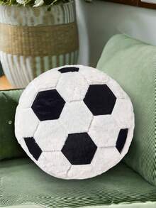 Miękka i puszysta poduszka piłkarska, pluszowy materiał, odpowiednia dla chłopców i dziewcząt, poduszka o tematyce sportowej do dekoracji pokoju, sofy, łóżka, idealny prezent dla fanów piłki nożnej - Piłka nożna (biała) - Zobacz 4