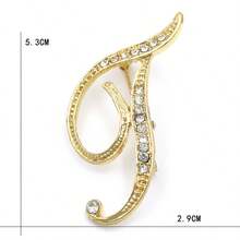 [Handmade Custom Luxury Rhinestone Letter Brooch A-Z] Unisex A-Z Gold Letter Brooch, Handmade Custom Rhinestone English Initial Pin Jewelry, Luxury Shining Couple Accessories, Birthday Gift For Boyfriend Or Girlfriend - 金色 - 查看 4