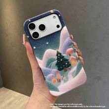 Funda impresa con escena navideña de nieve SamsungSamsung1pc, hecha de un PC duradero + carcasa protectora dos en uno, con un diseño de doble capa para excelente protección contra caídas.Compatible con iPhone 17/16/15/14/13/12/11 Pro y 17 Pro Max - Blanco - Ver 1