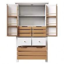 Storage Cabinets - White + MDF - View 11