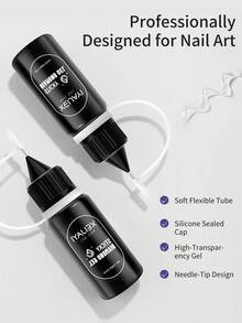 XEIJAYI 2pcs 10g STICKY DIAMOND Gel For Nails - Fills Gaps, Secures Rhinestones & Nail Art, Strong Adhesive For Professional Salon Or DIY Home Manicure, Long-Lasting, Easy To Apply, No Wipe Top Coat - 無色 - 查看 7