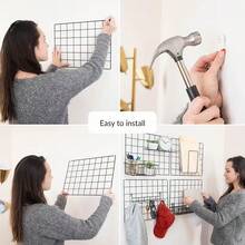 Mesh Photo Wall, Iron Wire Grid Board With S-Shaped Hooks And Clips, Grid Wall Panel For Photo Display, Photo Frame Collage Board, Metal Grid Wall Decor, DIY Iron Art Photo Frame Collage Wall Decor, Foldable Multi-Photo Storage Rack, Home & Office Decor Photo Display Rack - Multicolor - View 8