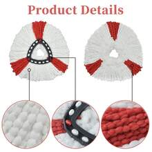 DLAIMI 2/4/6/10片装替换拖布，这款红白条纹旋转拖把将提升您的拖地体验！采用柔软的超细纤维材质（超级柔软耐用），三角形卡扣设计，适用于大多数旋转拖把。超强吸水，快速锁住污垢/污渍，是日常家居地板清洁的理想之选（四季皆宜）！实用家居必备，让每次清洁都成为一种享受！开学季 | 圣诞节 - 彩色 - 查看 5