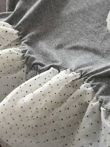 2pcs Girls Polka Dot Lace 3D Floral Sleeveless Top And Embroidered Long Pants Set, Summer - Grey - View 5