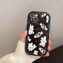 Cute Bunny Candy Pattern Phone Case White With Red Hearts And Chocolate Wrapper Design Dual Layer Shockproof Scratch Resistant Durable For Iphone 17 16 15 14 13 12 Plus 17 Pro 17 Pro Max 17 Air Perfect Christmas Gift For Friends Lovers Or Yourself - Black - View 16