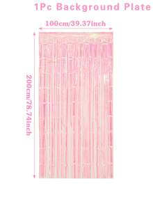 1/2件激光粉色流苏帘，婴儿派对背景装饰，粉色蝴蝶结派对装饰，性别揭晓派对背景帘，婴儿派对用品，新娘派对装饰，女宝宝一周岁生日装饰，生日悬挂装饰，节日派对装饰，室内外派对背景，性别揭晓庆祝活动，拍照道具，婴儿派对礼物，幼儿派对用品 - 粉色 - 查看 5