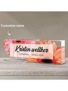 个性化办公桌铭牌 - 定制员工感谢礼品 - 亚克力办公桌铭牌 - 办公桌装饰礼品 - 送给老板、员工、教师、护士、经理的办公礼品（粉色兰花），完美的感谢礼品，个性化返校装饰，学习用品，送给教师，送给男孩女孩，送给青少年，初中生，高中生，大学生，大一新生，大二学生，低年级学生，度假氛围，办公室装饰