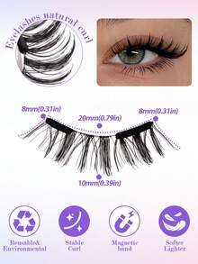MAANGE [Từ tính mềm] 1 Bộ mi giả từ tính/Tùy chọn 10 Cặp mi giả nửa mắt có thân trong suốt, kiểu mắt mèo, mắt cáo, tự nhiên & dày, tinh tế, có kẹp từ tính, có thể tái sử dụng, bộ mi giả từ tính chuyên nghiệp, nhỏ gọn, mi giả từ tính được nâng cấp, tạo vẻ ngoài trang điểm tự nhiên, không cần keo, chống gió & chống nước, thoải mái cả ngày, thiết kế góc ngoài kéo dài, làm to mắt, vật dụng cần thiết khi đi du lịch, nghỉ mát biển, cắm trại, dụng cụ trang điểm cho năm học mới. - Nửa mắt chéo - Xem 7