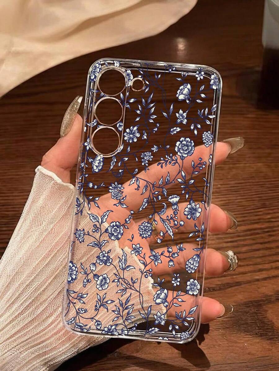 1个时尚蓝色花卉软壳手机壳,兼容华为荣耀系列,Galaxy A04e/12/A13/A14/A34/A50/A52/A53/A54/S21/S22/S23/S24/S25/S25 Ultra/S25 FE/S26/S26 PLUS/S26 ULTRA/S26 EDGE、6A/7A/8A、12T/13T/15T/15T Pro,国际版,非国内版 - 無色 - 查看 1