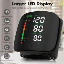 Rechargeable Wrist Blood Pressure Monitor, Automatic Intelligent Blood Pressure Measuring Instrument, Can Retain Measurement Data, Can Measure Blood Pressure Of 2 People, Rechargeable Blood Pressure Monitor - Black - View 1