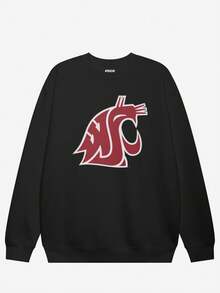 Washington State Cougars Primary Logo Crew Neck Sweatshirt -1 (2) - 黑色 - 查看 1
