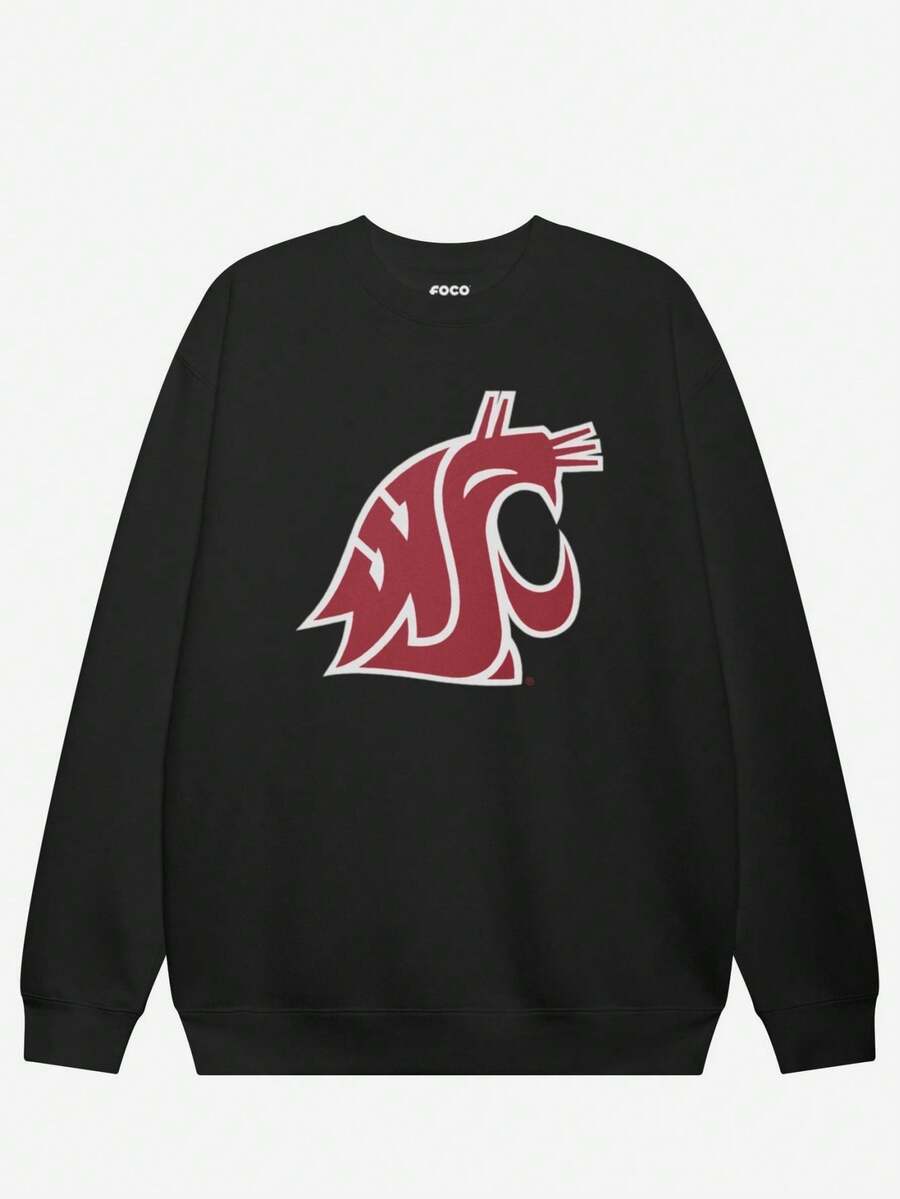 Washington State Cougars Primary Logo Crew Neck Sweatshirt -1 (2) - 黑色 - 查看 1