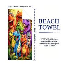 恐龙图案超柔软沙滩巾，适合海滩、旅行、露营、游泳、野餐 - 彩色 - 查看 6