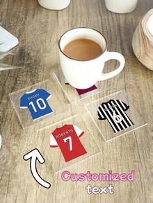 1pc Personalised Football Shirt Coaster, Football Gifts, Daddy Coaster, Father's Day Gifts, Daddy Grandad Gifts, Sport Gifts - Multicolor - View 30