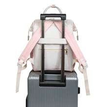 1 pieza Mochila de mamá de moda, Mochila de mujer, Bolso cambiador de gran capacidad, Bolso de maternidad y bebé portátil - Rosa - Ver 6