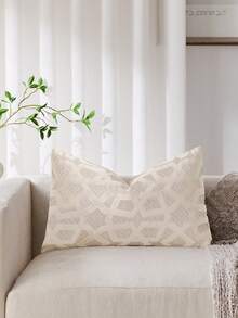 1 buah Sarung Bantal Hias Motif Geometris Warna Beige (Isi Bantal Tidak Termasuk), Kain Beludru Jacquard Modern dan Bergaya, Sarung Bantal Dekoratif Motif 3D Persegi, Cocok untuk Sofa, Tempat Tidur, Kamar Tidur, Liburan, Dekorasi Pesta, Dekorasi Ruangan, Dekorasi Musim Gugur/Musim Dingin, Hadiah - Krem - View 8
