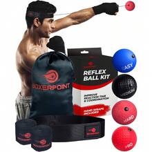 Boxing Reflex Ball For Adults - React Reflex Balls On String With Headband, Carry Bag And Hand Wraps - Improve Hand Eye Coordination, Punching Speed, Fight Reaction - Adults - View 1