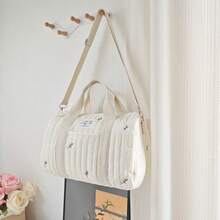 2026 New Rainbow Large Capacity Teddy Bear & Olive Embroidery Maternity Bag, Lightweight Tote Diaper Bag