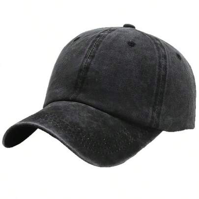 水洗素色棒球帽，男女通用复古遮阳帽