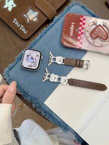 1pc Apple Doodle Dog Band - Black, Brown, White Compatible With Apple Watch Band 38/40/41/(S10/11) 42 42/44/45/49/(S10/11)46, Understated Luxury Fashion Metal Band, Compatible With AppleWatch Ladies, Stainless Steel, Compatible With AppleWatch SE, Series 11 10 9 8 7 6 5 4 3 2, Animal Dog - Multicolor - View 12