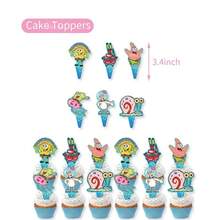 海绵宝宝 X 狂野部落 生日快乐装饰套装！气球 + 横幅 + 蛋糕装饰，儿童派对、生日派对和拍照背景装饰 - 卡通乐趣与狂野主题的完美融合，欢乐庆祝的必备配件！ - 彩色 - 查看 4