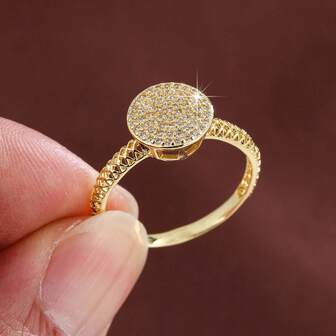 1pc Fashionable Minimalist Geometric Cone Design Cubic Zirconia Women's Ring, Casual Gift