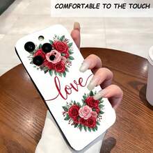 1PC Phone Case,  Love Roses Floral Design Pattern , Stylish Phone Case, Phone Decoration, All-around Lens Protection, Creative Small Gift, Funny Gift for Boys and Girls - Negro - Ver 2