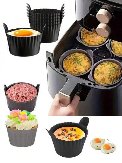 2/4 piezas Bandejas de Horno para Freidora de Aire, Moldes de Silicona para Hornear, Moldes para Panqueques y Magdalenas, Moldes para Tartaletas de Huevo, Accesorios de Cocina, Bandejas de Silicona para Huevos, Utensilios de Hornear, Suministros DIY, Aptos para Freidoras de Aire, Hornos de Microondas, Antiadherentes, Elaboración de Pasteles y Repostería, Aptos para Lavavajillas, Utensilios de Cocina, Accesorios de Hornear, Artículos Esenciales para el Hogar, Regalos para Familia, Regalos para Mujeres