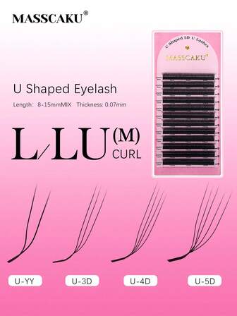 MASSCAKU 12 filas de pestañas postizas de visón natural gruesas en forma de abanico pre-armadas con forma en U, 3D, 4D y 5D, con rizo en forma de U y W Bloom
