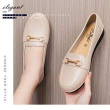 女士防水塑料尖头套脚乐福鞋，夏季新款，英伦风，黑色，适合工作场合穿着 - 米色 - 查看 3