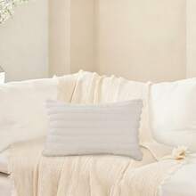 1 件白兔毛毛絨枕套,柔軟舒適的防脫落面料,現代沙發裝飾,帶度假家居裝飾墊套,適合家庭臥室和宿舍 - 白色 - 查看 12