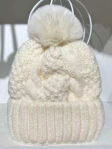 New Knitted Cap With Large Brim, Solid Color, Warm, Versatile Unisex Style, Plush Lining For Winter, Suitable For Adults - A - View 10