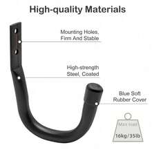 Heavy Duty 10 Piece Set Garage Wall Hook: Steel Tool Hanger, Garage Storage And Organization Rack - Black - View 2