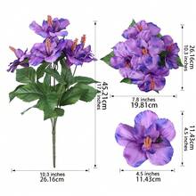 2支仿真花，户外人造植物，假木槿花，热带花卉，适用于户外花盆、门廊、露台、庭院、花园、家居装饰