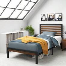 Kai Bamboo And Metal Platform Bed Frame With Headboard/No Box Spring Needed/Easy Assembly Twin Single Size - Single - View 9