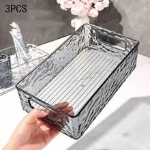 3pcs Multi-Purpose Acrylic Storage Box Transparent Organizer For Cosmetics, Face Masks, Snacks, Miscellaneous Items, Suitable For Kitchen, Bedroom, Living Room, Bathroom - Transparent - View 12