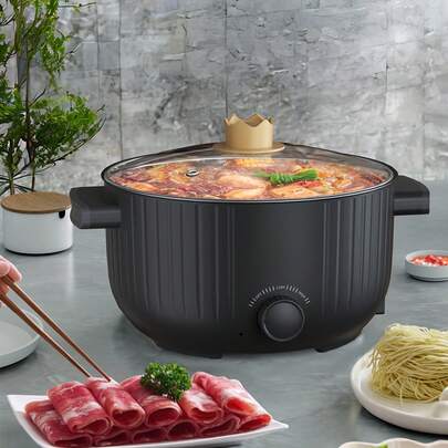 PANCERKA 3L Large Capacity Multi-Functional Electric Cooking Pot, 1000W Energy-Efficient With Adjustable Temperature Control, Ideal For Soups, Steaming, And Noodles, Portable Design For Dorms, Offices, And Travel, Non-Stick Easy-To-Clean Interior