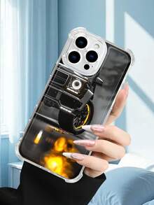 1PC Funda transparente con diseño de vehículo todoterreno negro con rines dorados y luces brillantes, estilo minimalista robusto y moderno, protección contra caídas, ideal para hombres y amantes de los autos de alto rendimiento y el estilo urbano, regalo perfecto para fiestas, amigos, pareja o familia : funda transparente resistente a golpes, compatible con Apple Phone17/16/15/14/13/12/11/XS/XR/X/PLUS/PRO/PROMAX, agarre cómodo, regalo ideal para ocasiones especiales - transparente - Ver 3