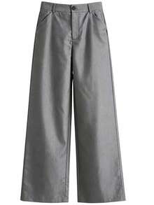 女士修身休闲工作裤，秋冬春季 - 灰色 - 查看 5