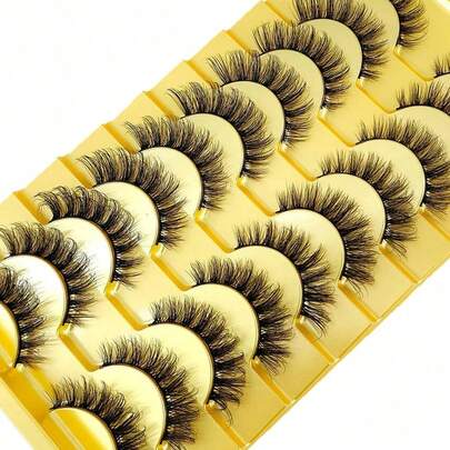 10 pares de pestañas postizas de visón 5D, cruzadas y voluminosas, naturales y dramáticas