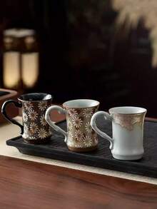 1个手工陶瓷咖啡杯，中东风格设计，适用于浓缩咖啡、茶、牛奶、阿拉伯咖啡 - 80毫升，小巧咖啡杯，沙特国庆节礼物，适合家庭和办公室使用