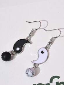 阴阳太极图案吊坠耳环 复古锌合金镀银首饰 个性化女士礼物 - 八卦 - 查看 6