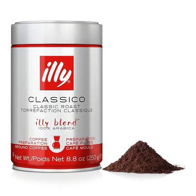 Illy Ground Coffee Moka - 100% Arabica Flavored Coffee Ground - Rich Aromatic Coffee Grounds Profile – Classico Medium Roast - Notes Of Caramel, Orange Blossom & Jasmine - No Preservatives – 8.8 Ounce
