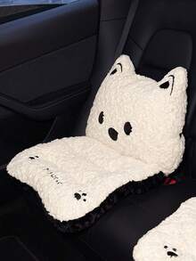 1 pieza Cojín de asiento de coche para invierno, almohadilla de asiento mullida para prevenir el dolor de cadera, con soporte lumbar integrado, diseño lindo para mujeres, cojín de asiento de coche para aumentar la altura - Blanco y Negro - Ver 8
