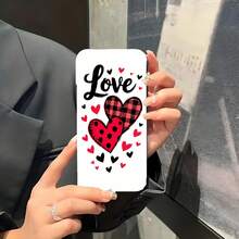1PC Phone Case,  Love Heart Pattern Print Design , Stylish Phone Case, Phone Decoration, All-around Lens Protection, Creative Small Gift, Funny Gift for Boys and Girls - Negro - Ver 5